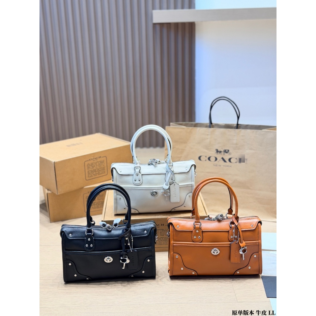 Rhyder 24 กระเป๋าหัวรถจักร​​ สินค้าใหม่เดือนมิถุนายน หนังวัวนิ่ม+ฮาร์ดแวร์เงินพิการสไตล์รถจักรยานยนต