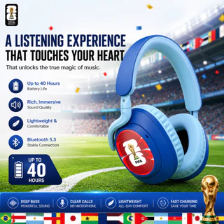 [100% ORI] FIFA F26E10 หูฟังไร้สายแบบครอบหูตัดเสียงรบกวน Bluetooth V5.4, Hybrid ANC-49dB
