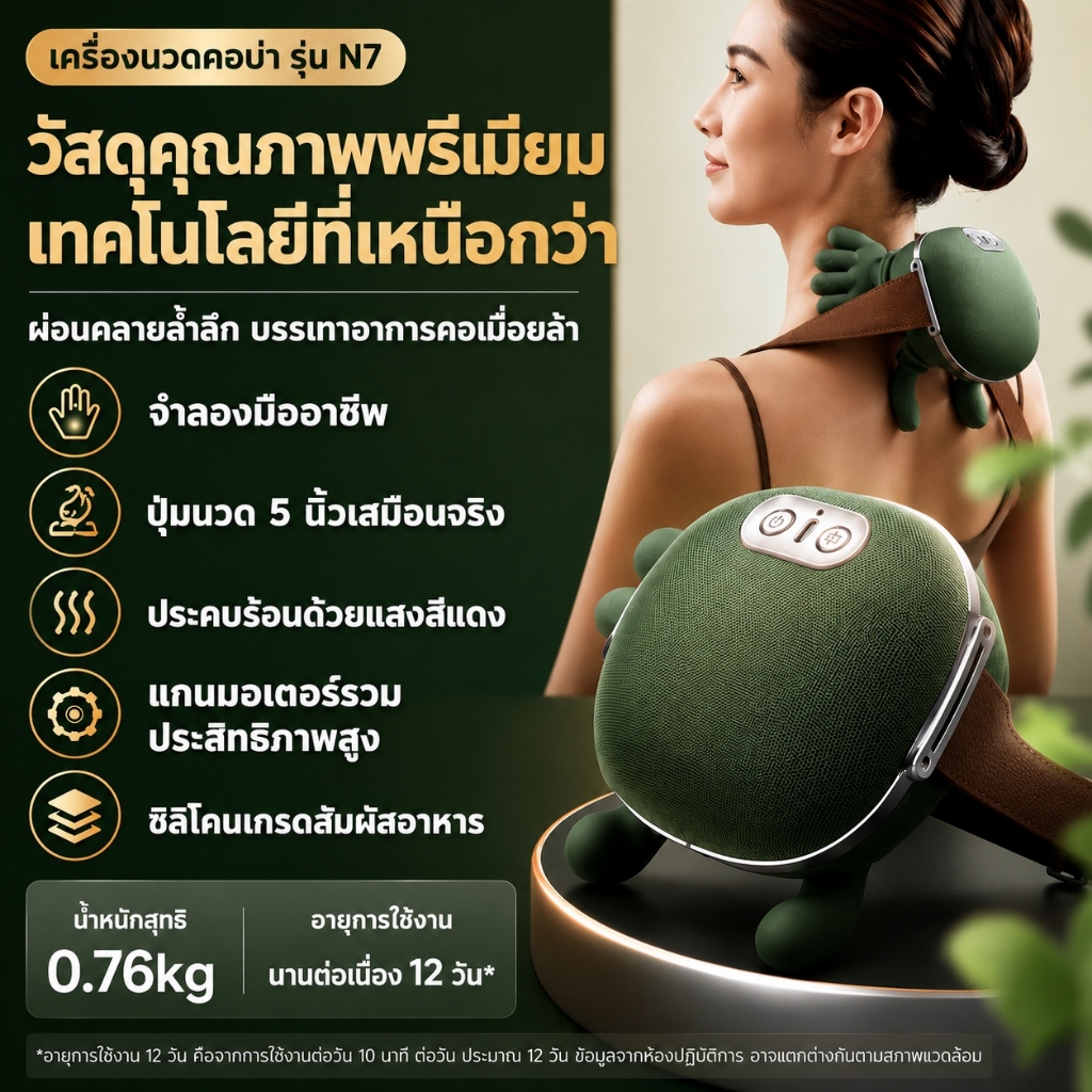 เครื่องนวดคอ เครื่องนวดบ่าไหล่ไฟฟ้า นวดกดจุด ประคบร้อนอินฟราเรด นวดคอ บ่า ไหล่ ลดปวดเมื่อย คลายกล้ามเนื้อ ซิลิโคนเกรดอาหาร ปรับความร้อน 2 ระดับ ใช้งานได้ทุกวัน สำหรับพนักงานออฟฟิศ ผู้ขับรถ และผู้สูงอายุ K424