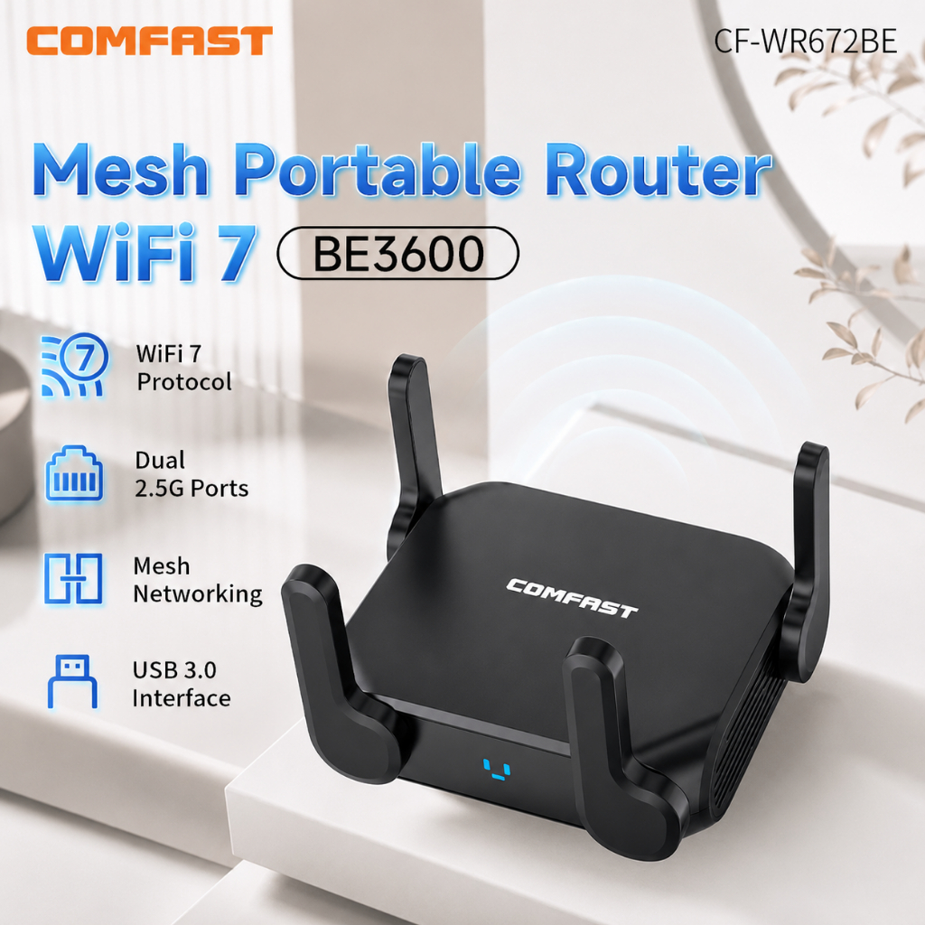 COMFAST BE3600 WiFi7 ตาข่าย Router พอร์ต Gigabit 2.4G/5.8GHz 802.11BE USB ไร้สาย WiFi เครื่องขยายสัญ