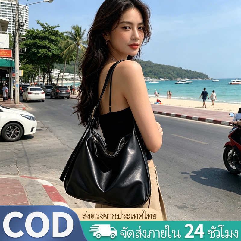 ประเทศไทยขายดีหนังนุ่มกระเป๋าหญิงขนาดใหญ่-ความจุสไตล์ขี้เกียจไหล่กระเป๋าCommuter All-Match Messengerกระเป๋า [ประเทศไทยคลังสินค้าพร้อม 24 ชั่วโมง