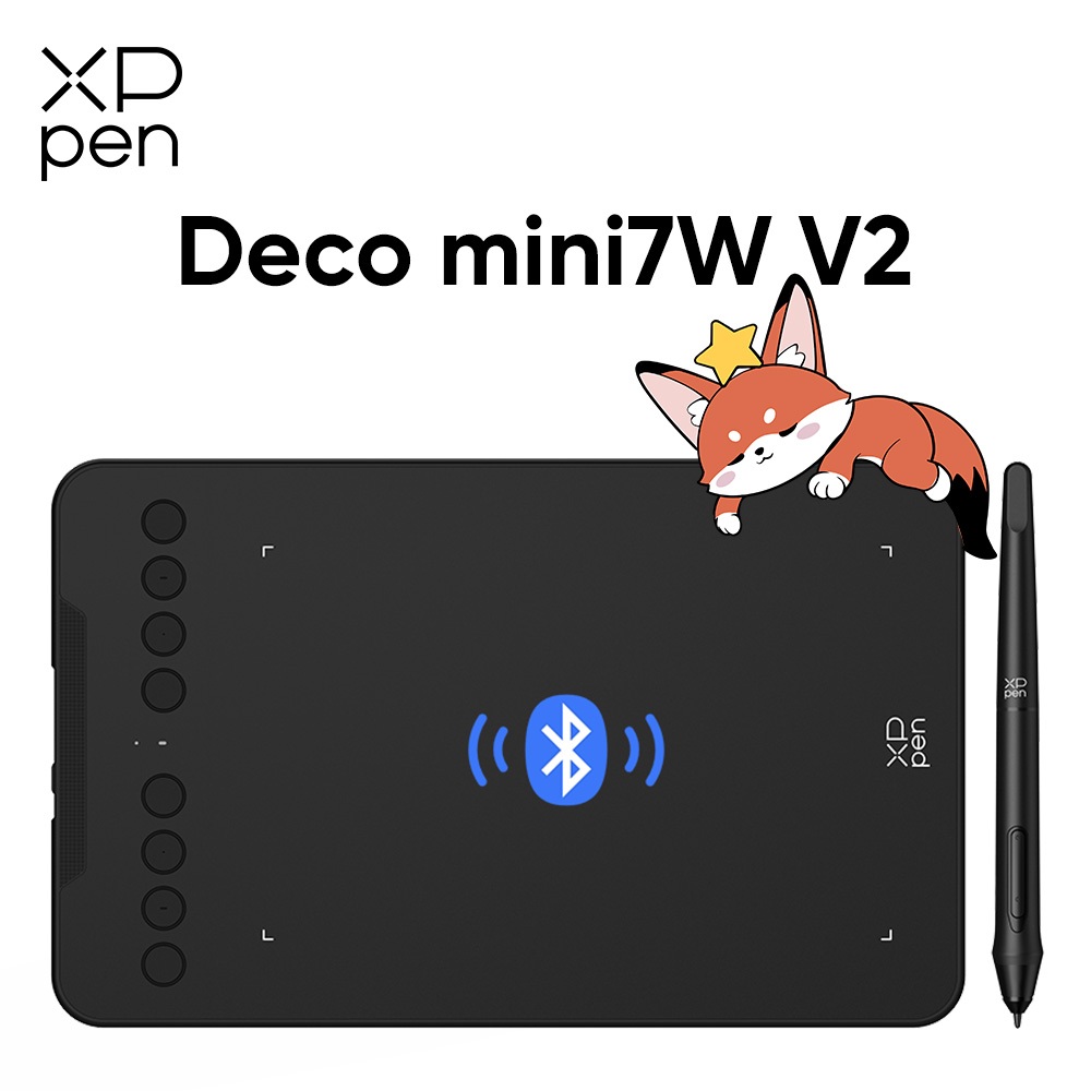 XPPen Deco mini7W V2 แท็บเล็ตการวาดภาพไร้สายกราฟิกแท็บเล็ตสําหรับ Android และ PC พร้อมปากการะดับ 16K