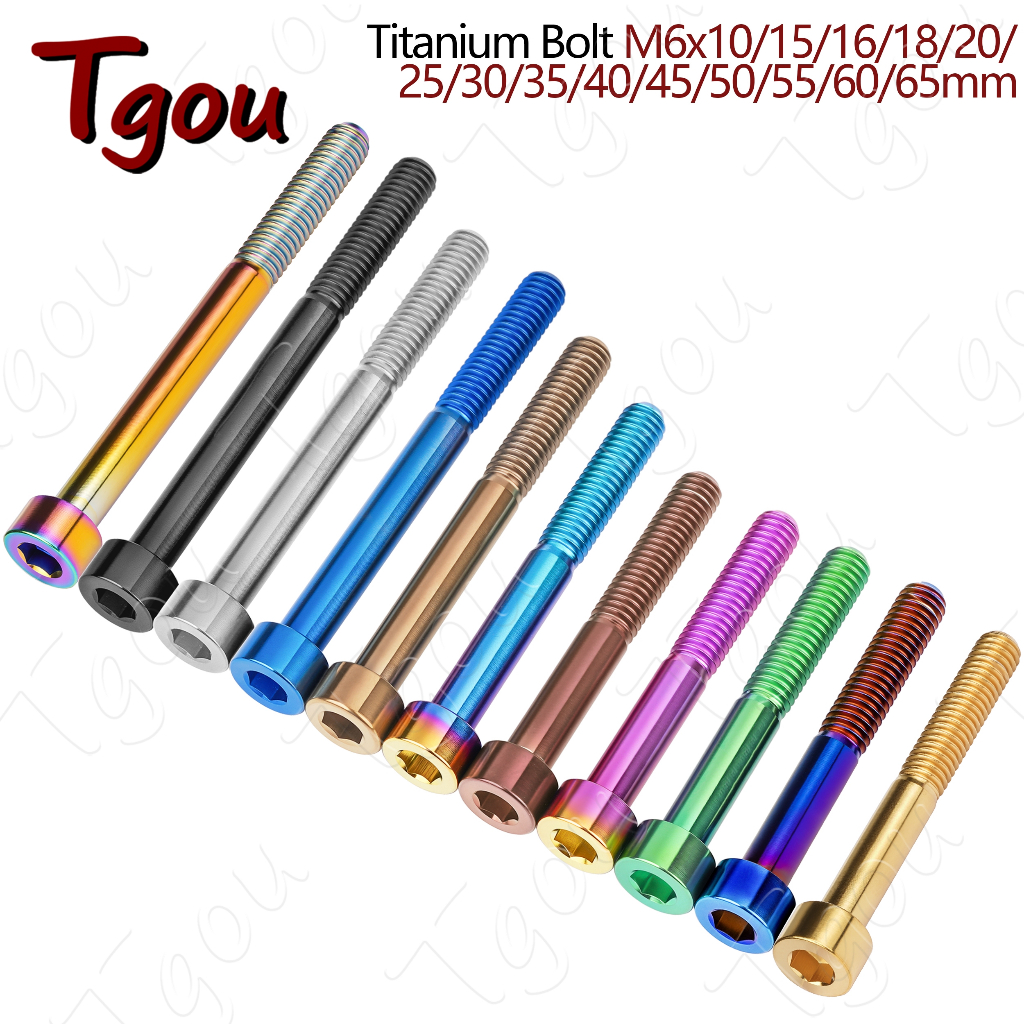 Tgou สกรูหัวหกเหลี่ยม ไทเทเนียม M6x50 55 60 65 มม. สําหรับจักรยานเสือภูเขา