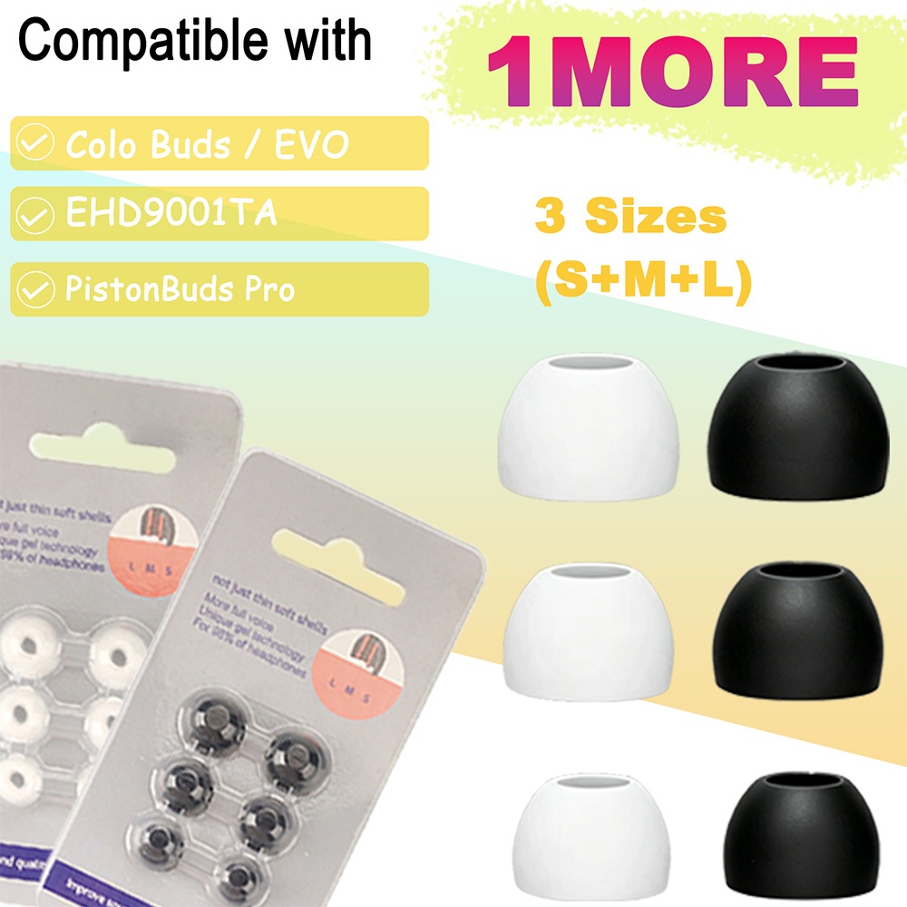 สําหรับ 1MORE ColorBuds EHD9001TA EVO PistonBuds Pro จุกหูฟังซิลิโคนอ่อนนุ่ม S/M/L