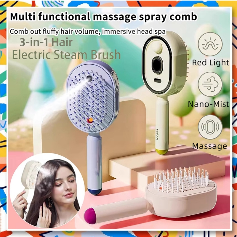 ไฟฟ้าดูแลเส้นผมสเปรย์นวดหวีการสั่นสะเทือนนวดหนังศีรษะ Hairbrush หัวนวดผม Sprayer Atomizing แปรงผมน้ํามัน Applicator