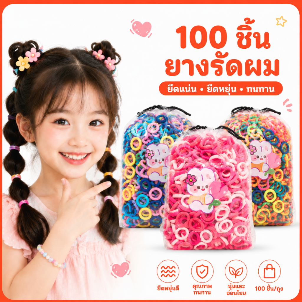 ยางรัดผมหางม้า แบบยืดหยุ่น ประดับลูกปัดน่ารัก สไตล์เจ้าหญิง สําหรับเด็กผู้หญิง