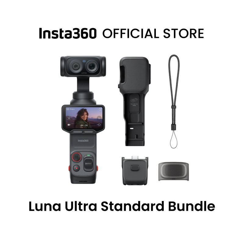 ใหม่Insta360 Luna Ultra - 8K Vlogging Camera พร้อมเลนส์ Dual Leica, 12 Zoom, เซ็นเซอร์ 1", หน้าจอสัมผัส 2" ถอดออกได้, ชิป Triple AI, กระเป๋ากล้อง Gimbal สําหรับการถ่ายภาพ Vlog