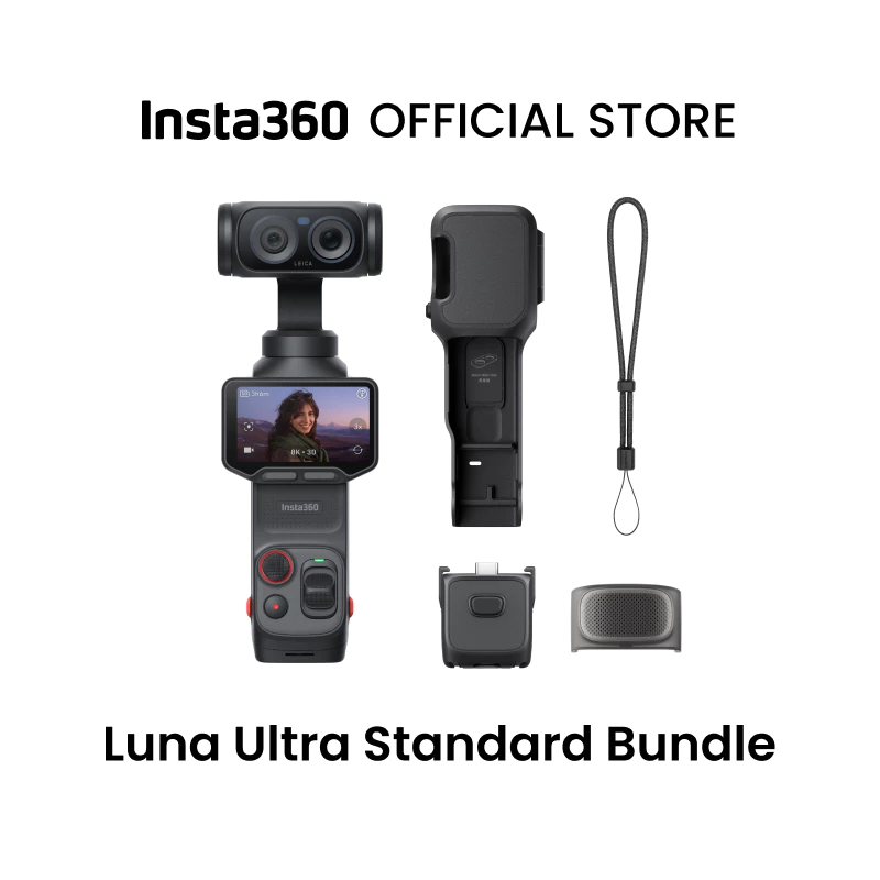 ใหม่Insta360 Luna Ultra - 8K Vlogging Camera พร้อมเลนส์ Dual Leica, 12 Zoom, เซ็นเซอร์ 1", หน้าจอสัมผัส 2" ถอดออกได้, ชิป Triple AI, กระเป๋ากล้อง Gimbal สําหรับการถ่ายภาพ Vlog