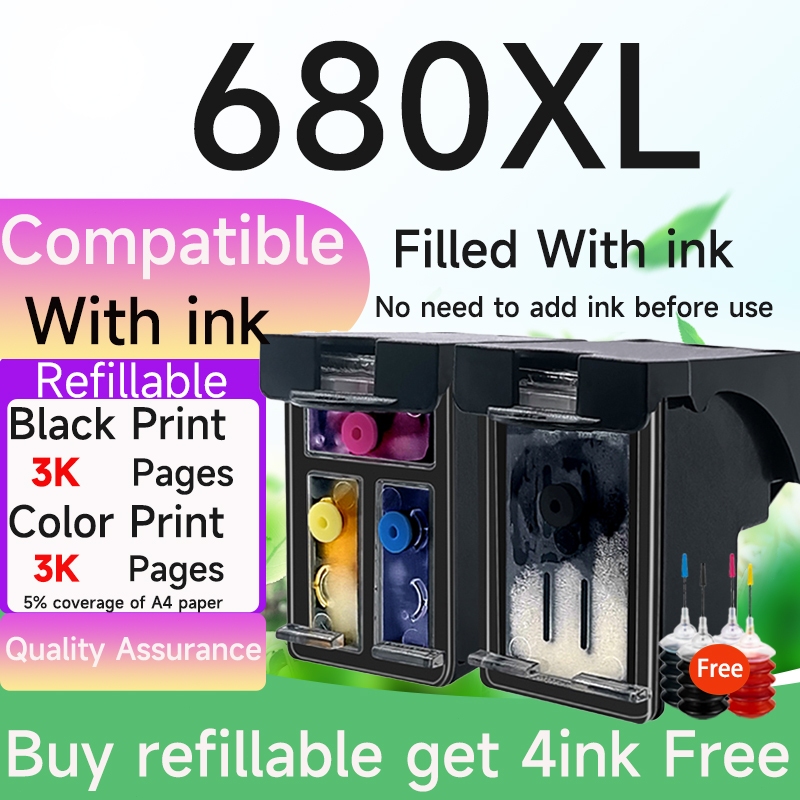 ใช้งานร่วมกับ HP 680 หมึก HP 680XL หมึก HP680 หมึก HP680XL เติม 100ml สําหรับ HP 1115 1118 2135 2138