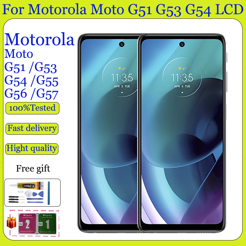 Original สําหรับ Motorola Moto G51 G53 G54 G54 Power G55 G56 G57 G57 จอแสดงผล LCD หน้าจอสัมผัสพร้อมกรอบเปลี่ยน