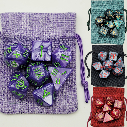เลขโรมัน 7 Dragons เกมเล่นตามบทบาทลูกเต๋า + D & D D D D D Dice Bag (D6 D20 D10 D12 D4 D8)