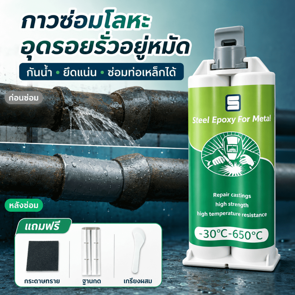 ⚡แข็งแรงกว่าการเชื่อม⚡กาวติดเหล็ก กาวเชื่อมโลหะ กาวซีเมนต์เหล็ก 100g นำเข้าจากเยอรมนี เกรดอุตสาหกรรม สามารถขัดแต่ง พ่นสี เจาะ และกัดงานได้