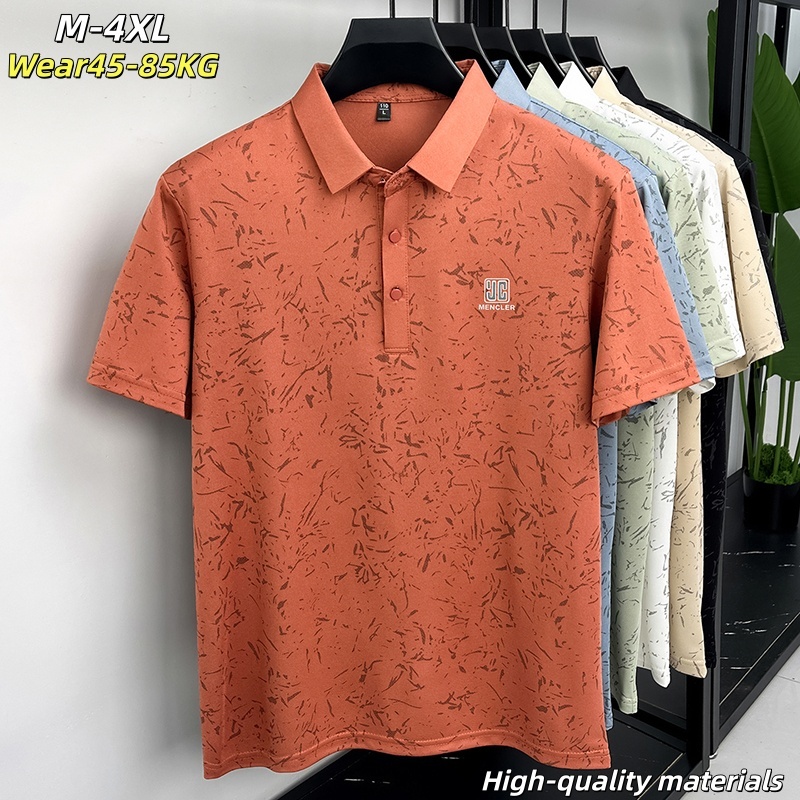 [คุณภาพสูง] M-4XL ฤดูร้อนบางเสื้อโปโลแขนสั้นผู้ชายปกปกระบายอากาศธุรกิจสบายๆพิมพ์ด้านบน