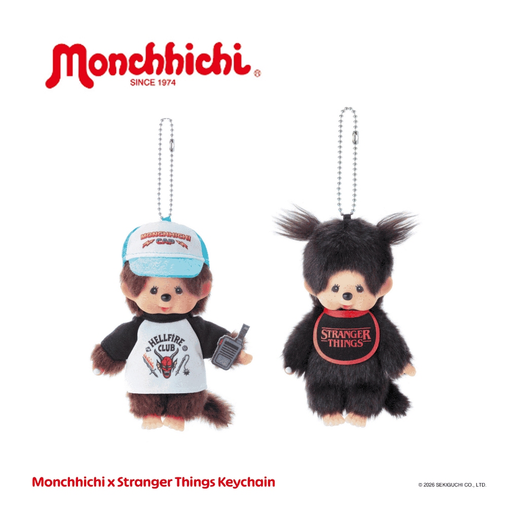 🕸️❤️‍🔥Monchhichi X Stranger Things พวงกุญแจ ห้อยกระเป๋า✨🎒