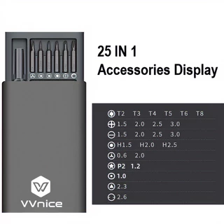 VVnice ชุดไขควงแม่เหล็ก S2，วัสดุเหล็กอัลลอยด์，สําหรับซ่อมแซมโทรศัพท์มือถือ、คอมพิวเตอร์、กล้องวิดีโอ、แว่นตาและอื่น ๆ，หัวไขควง 24 ชนิด ไขควง