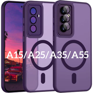 ฟิล์มป้องกันกล้องเต็มรูปแบบออกแบบสําหรับ Samsung A57 A37 A17 A56 A36 A26 A16 A55 A35 A15 A05 4G 5G กรณีแม่เหล็กโปร่งแสง Matte กลับฝาครอบโทรศัพท์ป้องกัน