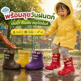 รองเท้าบูทกันฝนเด็ก ลายการ์ตูนน่ารัก พื้นนุ่ม ใส่สบาย สำหรับเด็กชายหญิง