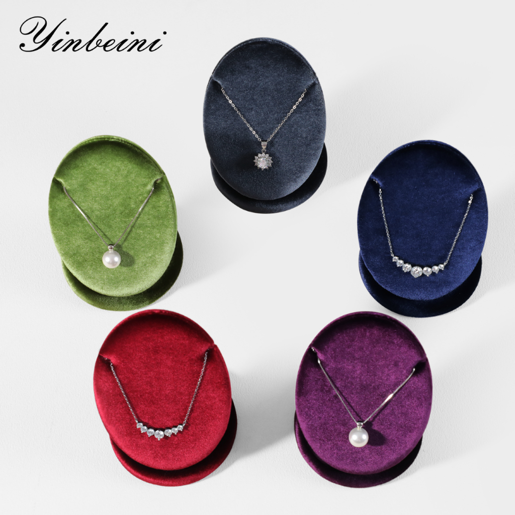Yinbeini แท่นวางสร้อยคอผ้ากำมะหยี่ ที่จัดเก็บเครื่องประดับสำหรับสร้อยคอจี้ TB029