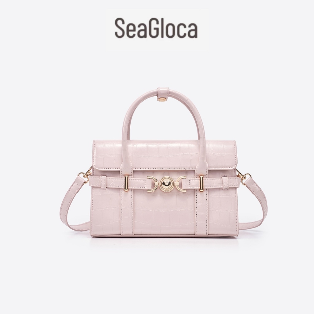 Seagloca กระเป๋าสะพายไหล่สำหรับผู้หญิง ลายครอคодิล พร้อมฮาร์ดแวร์สีทองแบบถอดได้ 56