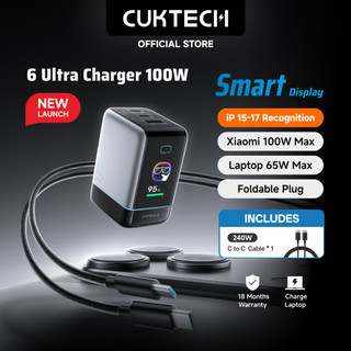 [NEW LAUNCH] CUKTECH 100W GaN Charger Fast Charging 3-Port Type C Multi-Device with Smart Display Touch Control For Xiaomi IP(6 Ultra Charger)