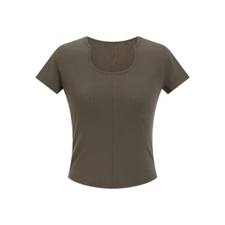 Anypark American Retro Design Feel สีทึบ Slim-fit เสื้อยืดแขนสั้นผู้หญิงฤดูร้อนใหม่ Top