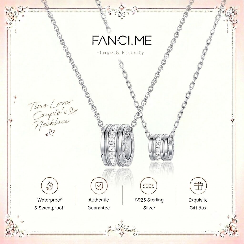 FANCIME แฟชั่นลายไม้จับคู่สร้อยคอคู่รักเงินสเตอร์ลิงของขวัญวันเกิดวันวาเลนไทน์สําหรับผู้หญิง/ผู้ชาย