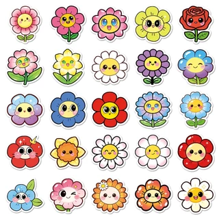 น่ารัก50ชิ้นยิ้มใบหน้าดอกไม้สติกเกอร์สําหรับโทรศัพท์แล็ปท็อปสมุดภาพศิลปะหมวกกันน็อคสติกเกอร์กันน้ํา ทําเอง