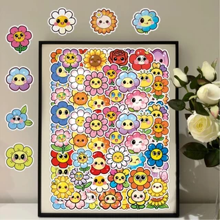 น่ารัก50ชิ้นยิ้มใบหน้าดอกไม้สติกเกอร์สําหรับโทรศัพท์แล็ปท็อปสมุดภาพศิลปะหมวกกันน็อคสติกเกอร์กันน้ํา ทําเอง
