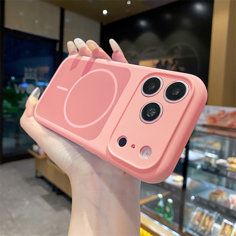 เคสโทรศัพท์ป้องกันเลนส์สองสีซิลิโคนเหลวรองรับการชาร์จแม่เหล็กเข้ากันได้สําหรับ ไอโฟน 17, 16, 15, 14, และ 13 ชุด ราคาถูก Shopee Lazada