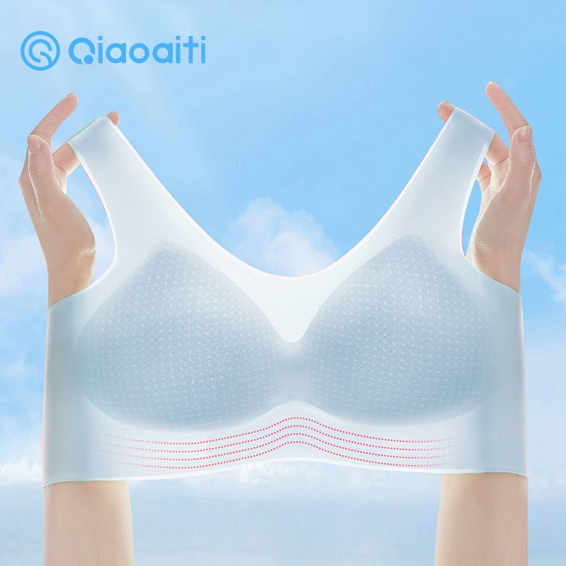 Qiaoaiti เสื้อชั้นใน สปอร์ตบรา เสื้อในแบบเสื้อกล้าม ไร้รอยต่อ ไร้โครง แห้งไว ระบายอากาศ นุ่มสบาย