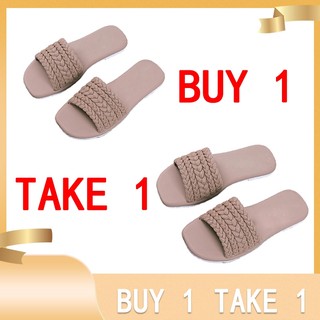 BUY 1 TAKE 1 Women's Fashion Braided Slides | Flat Sandals for Indoor/Outdoor Use