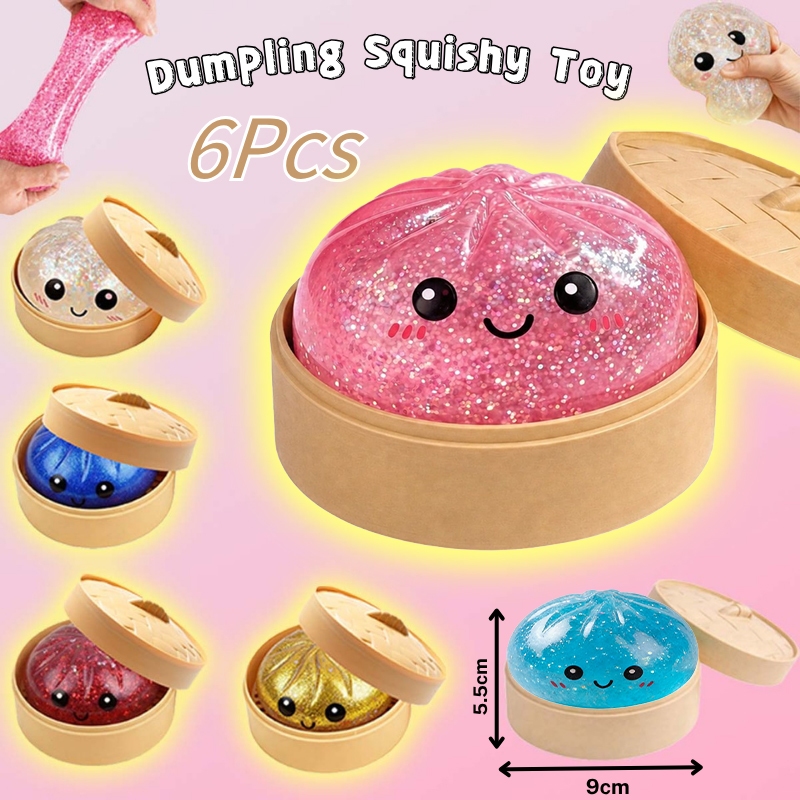 6 สี Glitter dumpling squishy toy Steamed Bun ของเล่นคลายเครียด ของเล่นเด็ก ของขวัญ