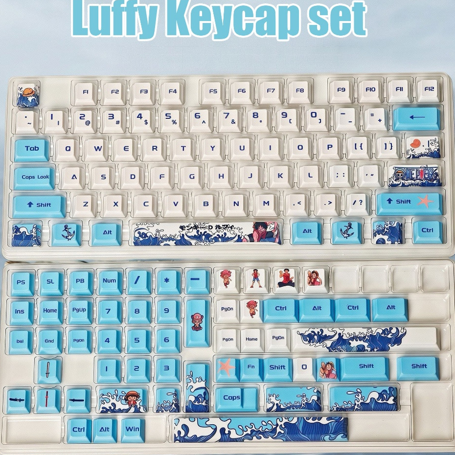 ใหม่Luffy Light Blue KeycapชุดสําหรับMX Switchคีย์บอร์ดFull Profile PBT Dye Sub Cherry Profile RC-FU