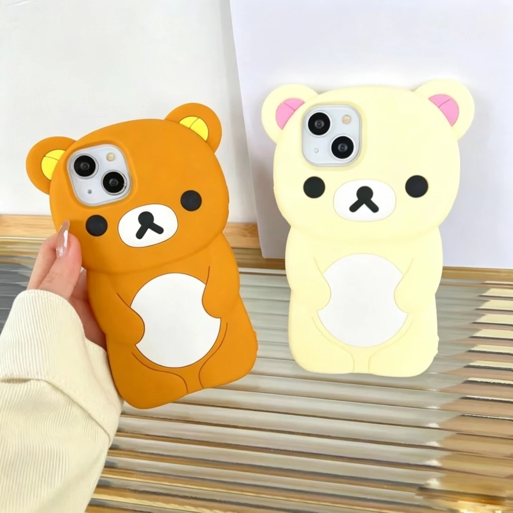 สําหรับiPhone 17 Pro Max 11 14 12 XR XS 16 15 7 8 SE 2020 น่ารัก 3Dการ์ตูนหมีเคสTPUแบบนุ่มฝาครอบ