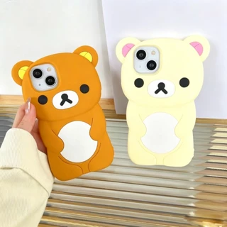 สําหรับiPhone 17 Pro Max 11 14 12 XR XS 16 15 7 8 SE 2020 น่ารัก 3Dการ์ตูนหมีเคสTPUแบบนุ่มฝาครอบ