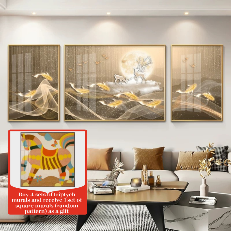 ปลุกเสกโชคลาภและความสุข,ห้องนอน,โซฟาพื้นหลังจิตรกรรมฝาผนังแขวนภาพวาด(1ชุดมี3ภาพ)ห้องนั่งเล่นที่ทันสมัยสามชิ้นภาพวาดตกแต่ง