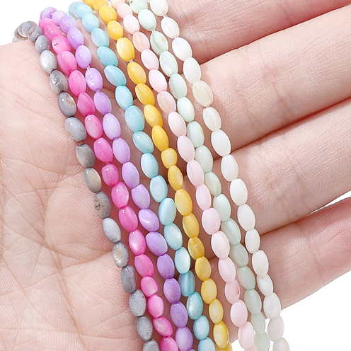 3*5มม.ที่มีสีสันเปลือกลูกปัดข้าวลูกปัด ทําเอง เครื่องประดับอุปกรณ์เสริม