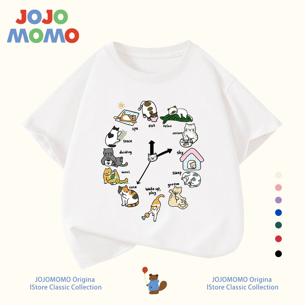 【ส่งในวันเดียวกัน】เสื้อยืดเด็ก ลายแมวการ์ตูนน่ารัก ระบายอากาศดี ใส่สบาย สำหรับเด็ก 1-12 ปี