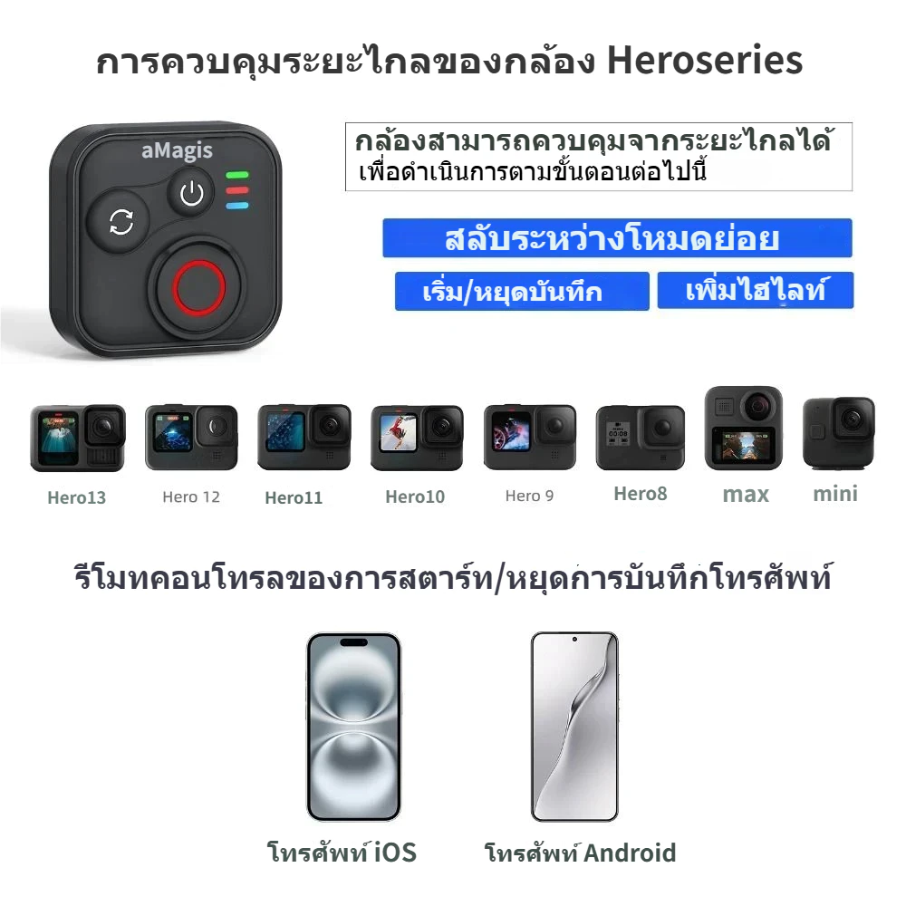 CODSUPE รีโมทบลูทูธ 50M สำหรับ Insta360 X5/X4/AcePro 2 thumbnail 5