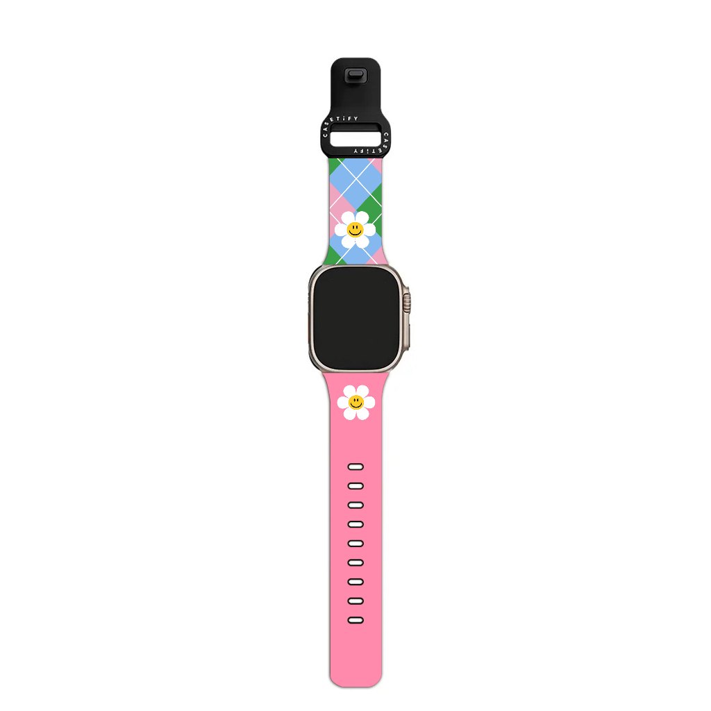 สายนาฬิกาดอกไม้ยิ้มเหมาะสําหรับ Apple Watch 38 มม./40 มม./41 มม./s10 42 มม./s11 42 มม.ที่ไม่ซ้ํากัน Creative Lazy Artifact สายรัดคู่ซิลิโคน 42 มม./44 มม./45 มม./s10 46 มม./49 มม.