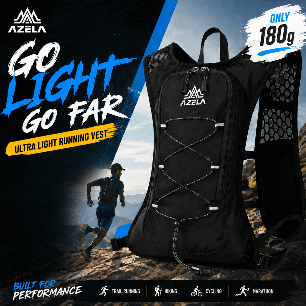 Azela Trail running bag 5L/180g กระเป๋าเป้น้ำ ถุงใส่น้ำ เป้วิงเทล Haft Full Marathon น้ำวิ่งเทรล กัน ถุง กระเป๋าวิ่งเทรล เป้เทรล