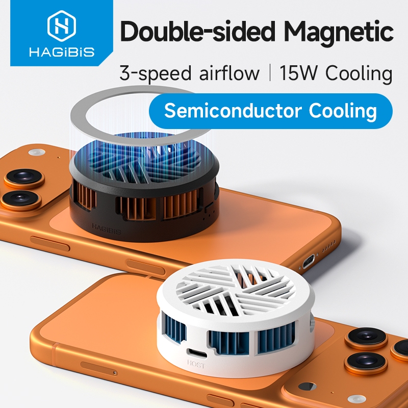 HAGiBiS Magnetic Semiconductor Phone Cooler Fast Cooling หม้อน้ํา 3 ความเร็วพัดลมที่เงียบสงบสําหรับเล่นเกมถ่ายทอดสดเข้ากันได้กับ MagSafe iPhone Android