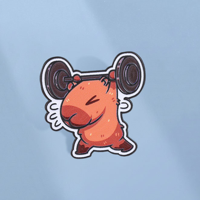น่ารักยกน้ําหนัก Capybara เคลือบ Pin ตลก Gym Capybara เข็มกลัด Kawaii ฟิตเนสสัตว์ป้ายเสื้อผ้าอุปกรณ์เสริมของขวัญสําหรับเพื่อน