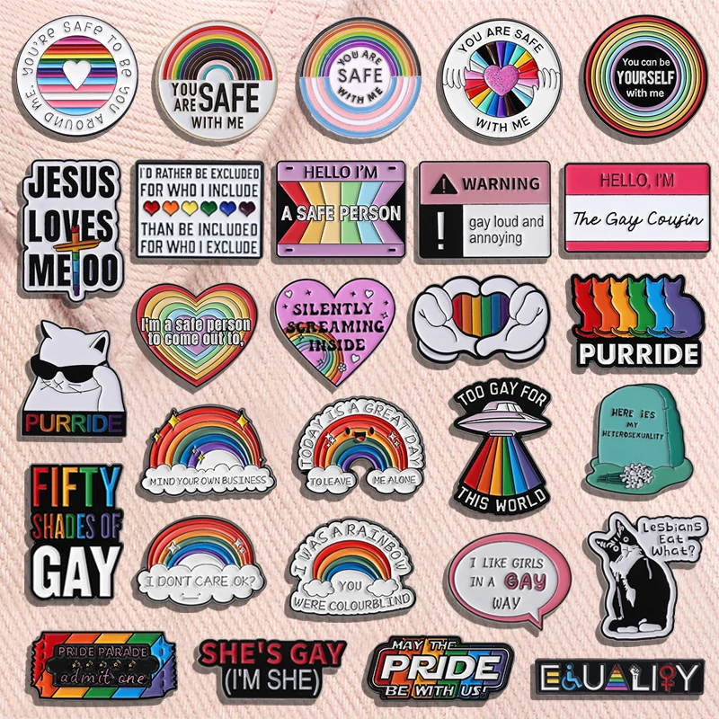 50 รูปแบบ Creative LGBTQ เคลือบ Pins Rainbow Flag เข็มกลัดป้าย Pansexual สัญลักษณ์หัวใจ Badge Pride เลสเบี้ยนเกย์เครื่องประดับ