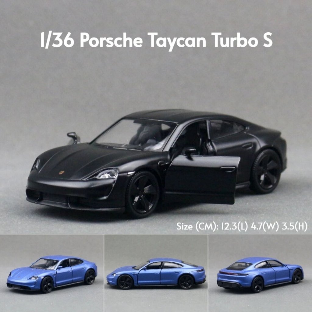 RMZ CITY 1/36 Porsche Taycan รถของเล่นสําหรับเด็กจําลอง Die Cast รถรุ่น Diecast โลหะผสมโลหะ Miniature ดึงกลับคอลเลกชันของขวัญสําหรับชายเด็ก
