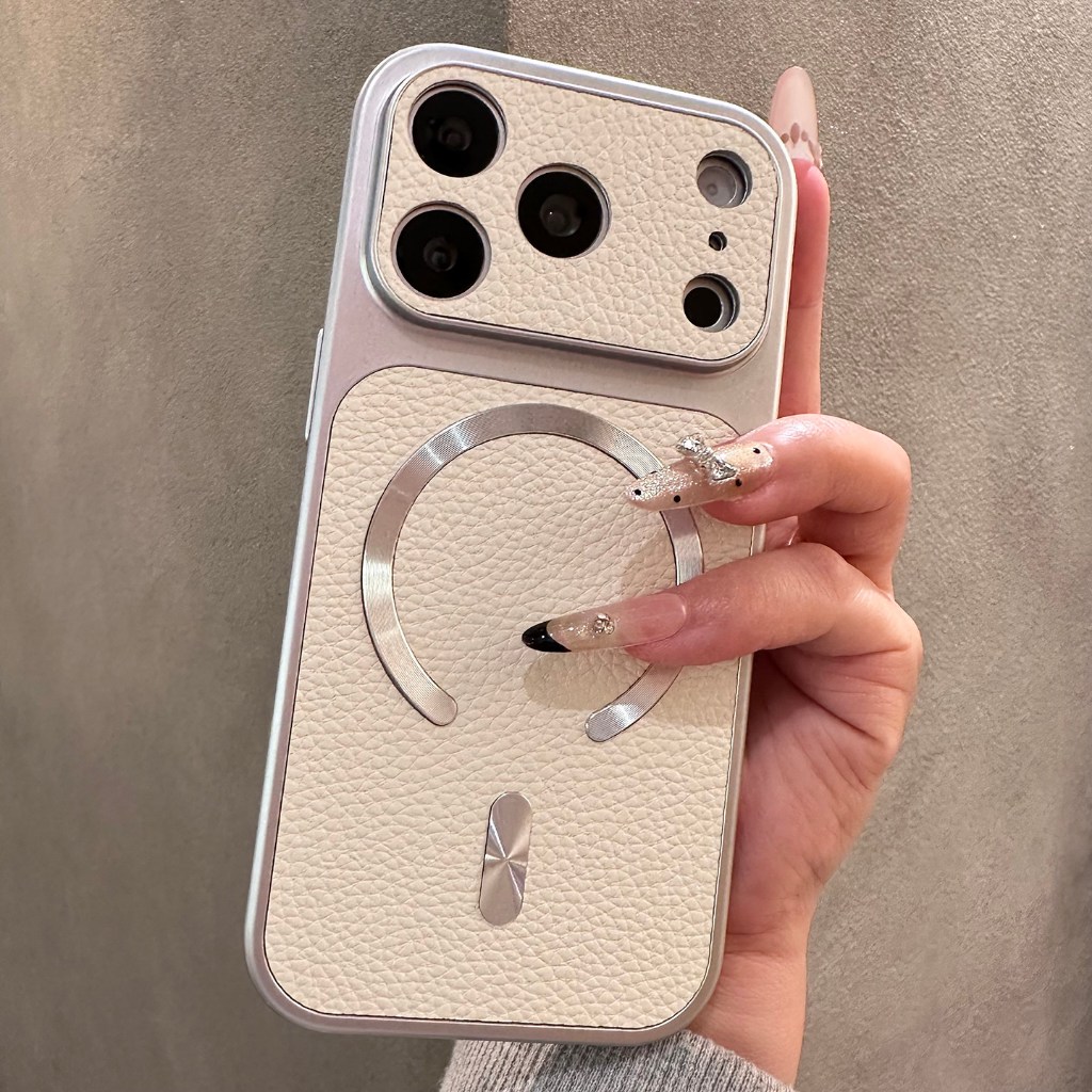 หรูหราหนัง Faux Texture Anti-drop Matte Magnetic เคสโทรศัพท์สําหรับ iPhone 17 16 15 14 13 12 11 Pro Max Plus รองรับการชาร์จไร้สาย Full-surround เลนส์ป้องกันการตกกระแทก