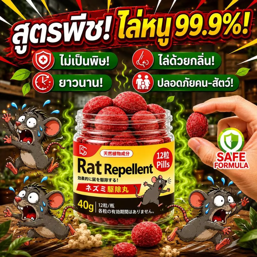 ซื้อ 1 แถม 1 TB ลูกเหม็นไล่หนู ไล่หนู ใช้ได้กับบ้าน รถยนต์ คลังสินค้า 1 กล่อง 12 เม็ด