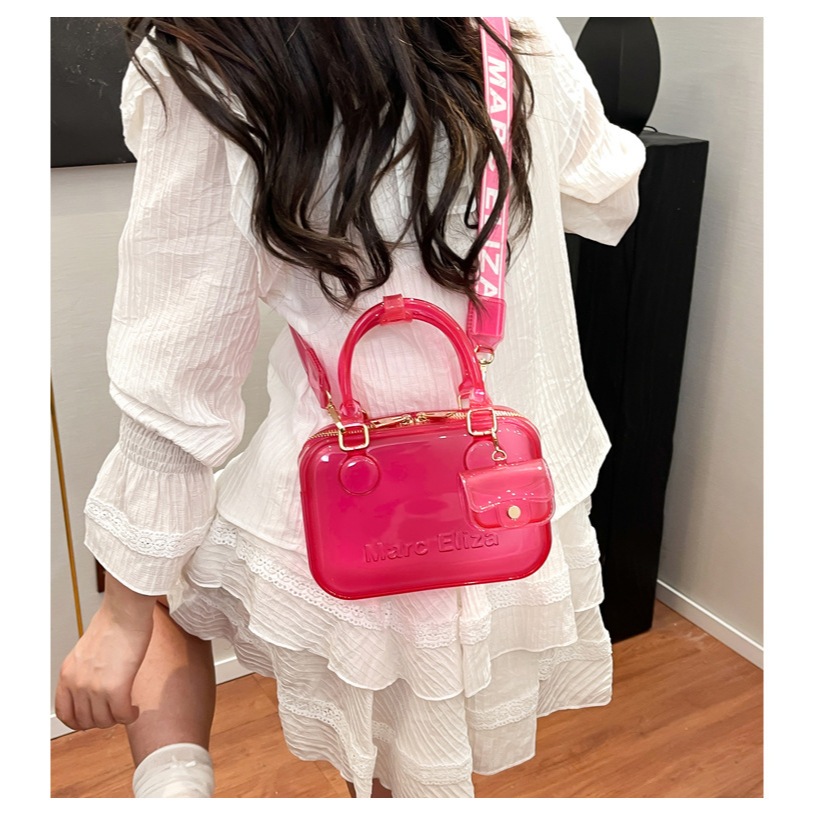 Pvc Transparent Jelly Bag Fashion Letter Shoulder Messenger Bag