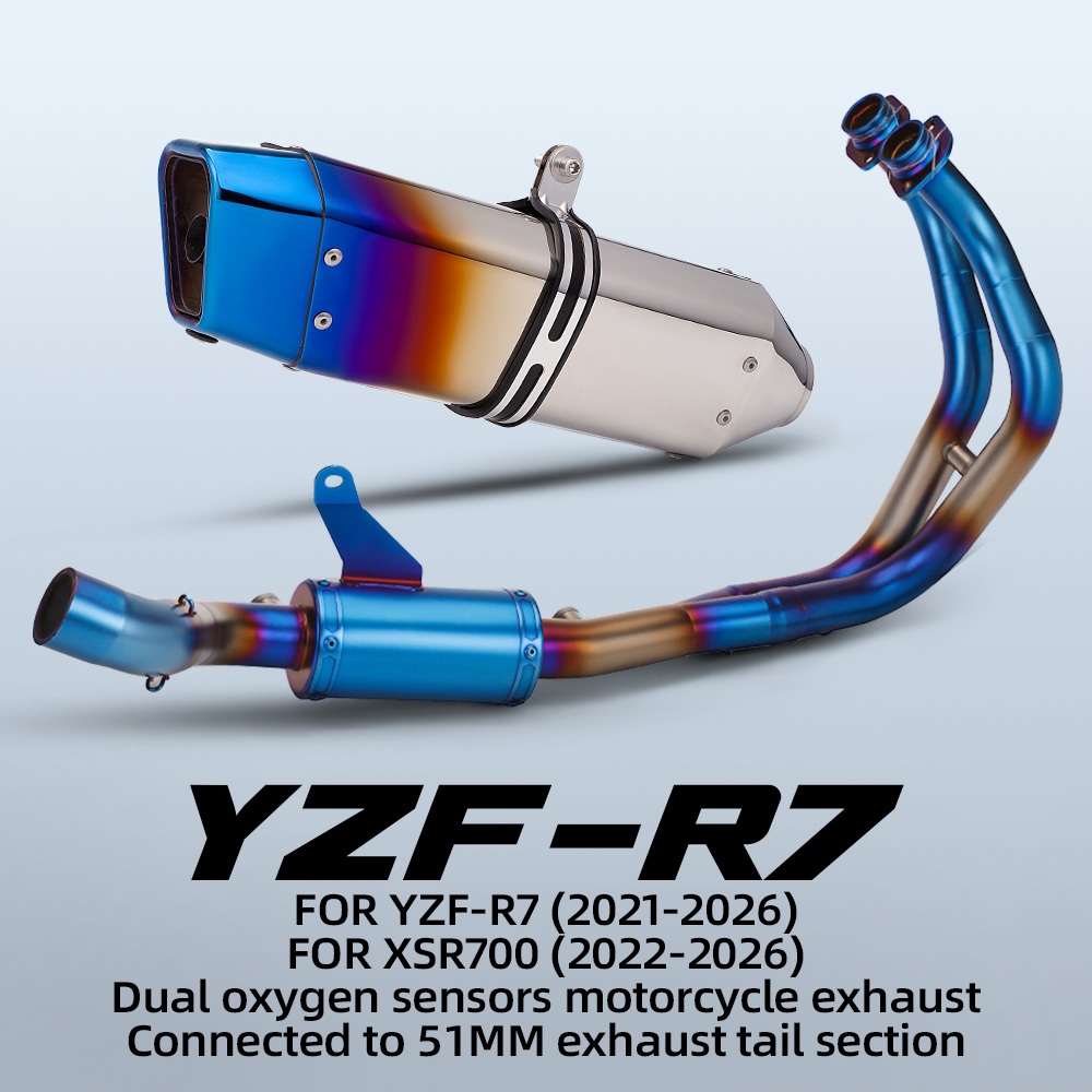 Yamaha YZF-R7 XSR700 R7 2021-2026 สแตนเลสเซ็นเซอร์ Dualogen ไอเสียดัดแปลงท่อไอเสียเต็ม Header ท่อประ