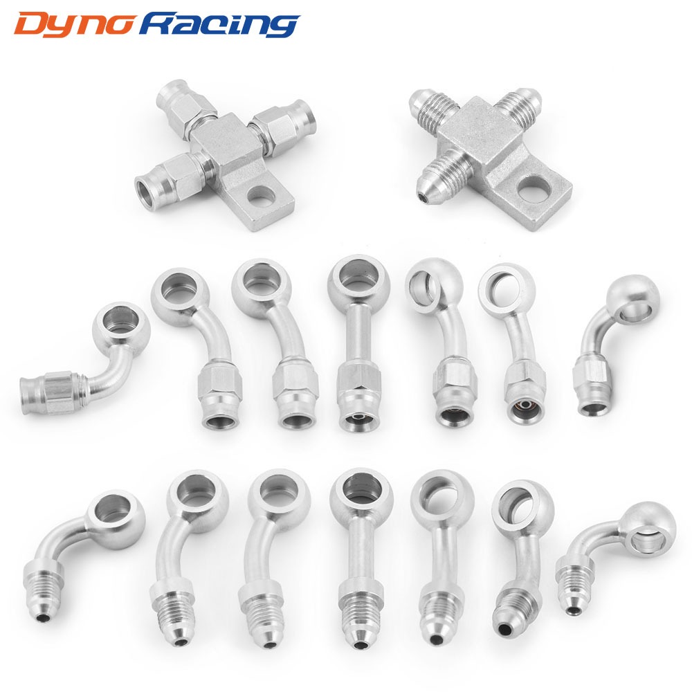 AN3 ถึง M10x1 Banjo ท่อ End FITTING รถจักรยานยนต์มอเตอร์จักรยานเบรคไฮดรอลิกท่อน้ํามันสายสแตนเลส Banjo FITTING
